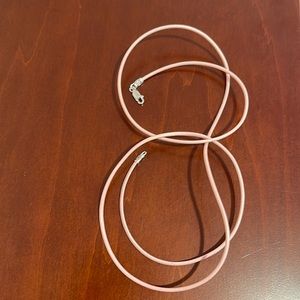 30” Pink Leather Cord Necklace with Sterling Silver Lobster Claw Clasp